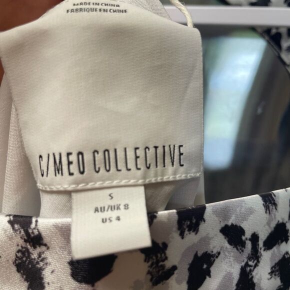 C/MEO Collective Black and Cream Asymmetrical Long Sleeve Dress Small - Picture 8 of 9